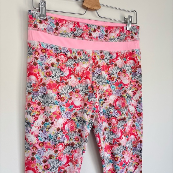 Lululemon Inspire Crop II Leggings Flowabunga Floral Coral Pink 8 - Picture 5 of 10